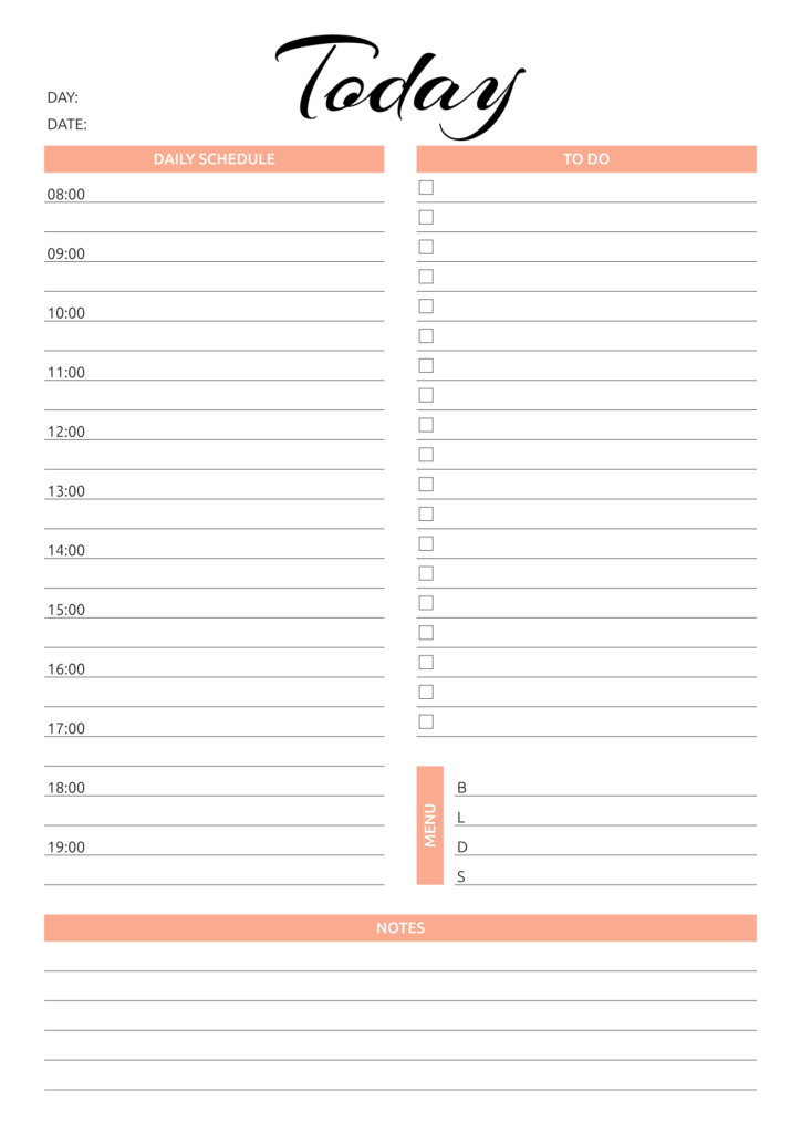 Daily Hourly Planner Printable