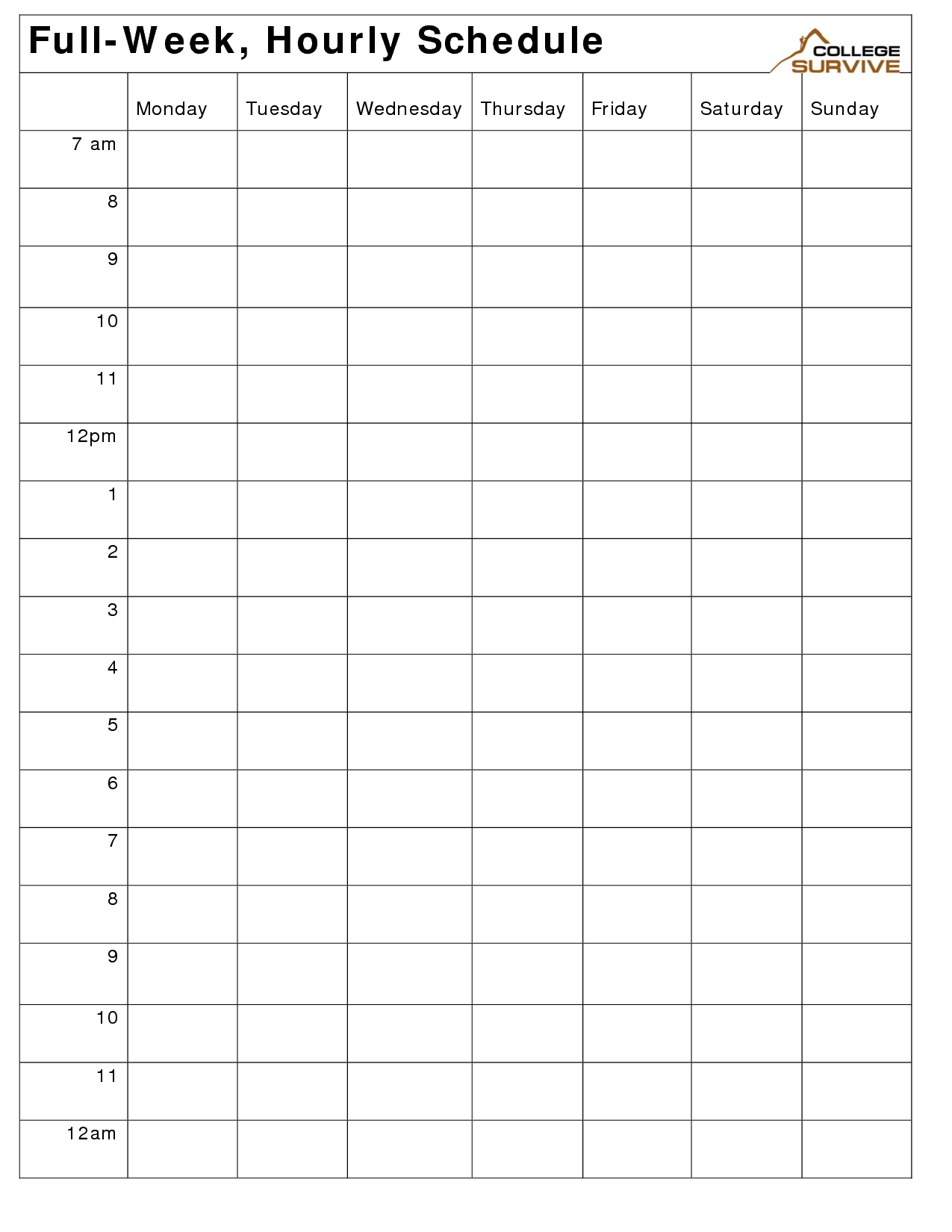 Printable Weekly Hourly Schedule Template Daily Calendar Template Free Weekly Calendar Weekly Schedule Printable