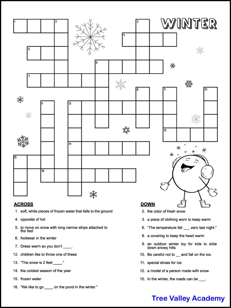 Kids Crossword Puzzles Printable