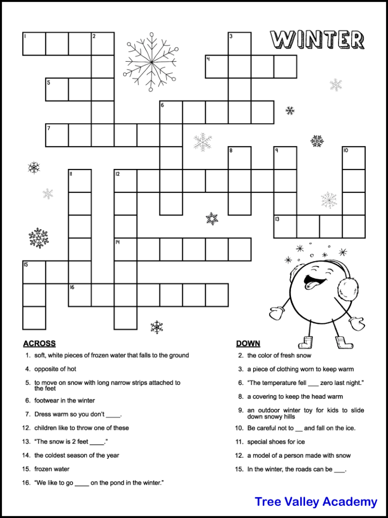 Easy Printable Crossword Puzzles For Kids