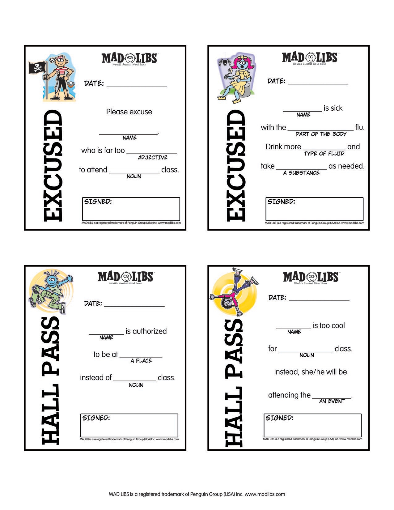 Printables Mad Libs