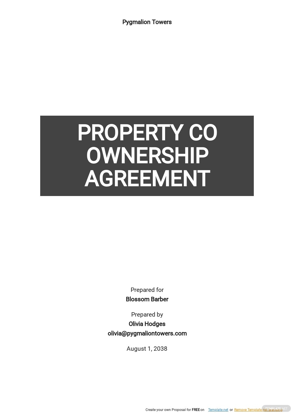 Property Co Ownership Agreement Template Google Docs Word Apple Pages Template