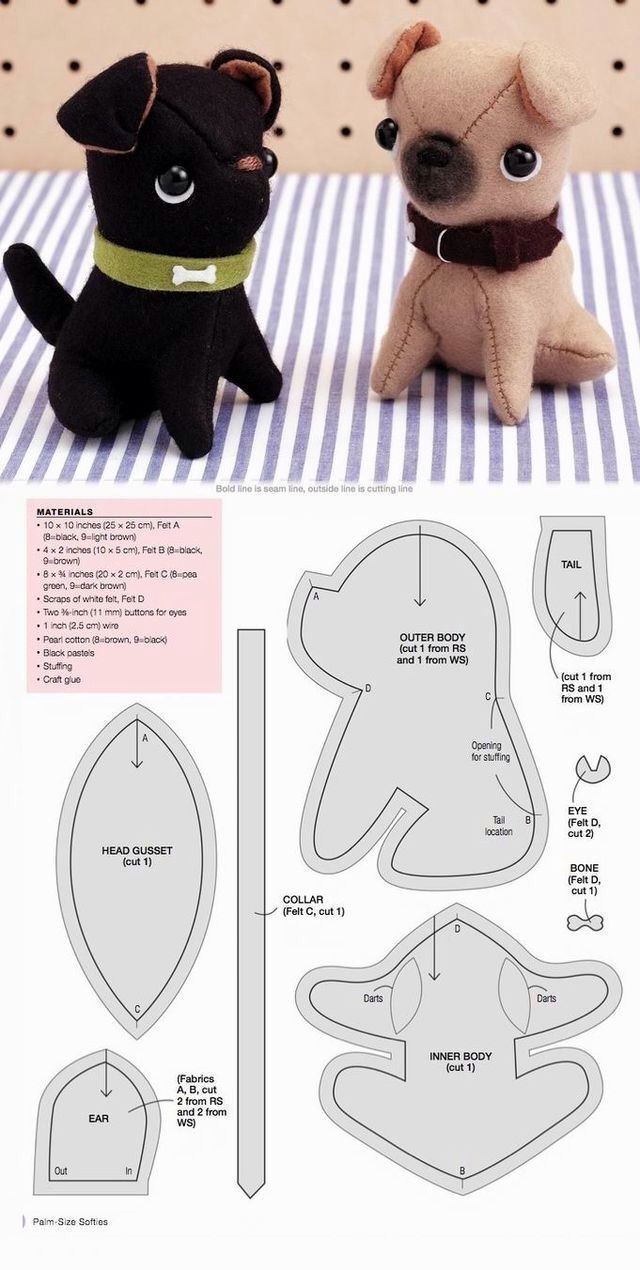 Pug Plush Pattern Cute Sewing Pattern Printable Sewing Stuffed Animals Animal Sewing Patterns Sewing Toys