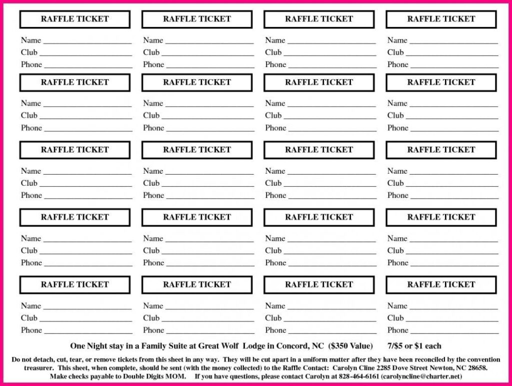 Raffle Ticket Template Printable