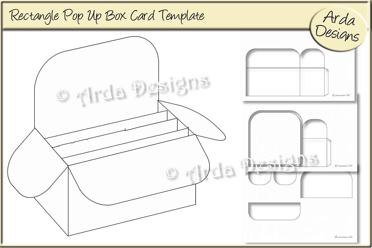 Rectangle Pop Up Box Card CU Template Grafik Von Arda Designs Creative Fabrica