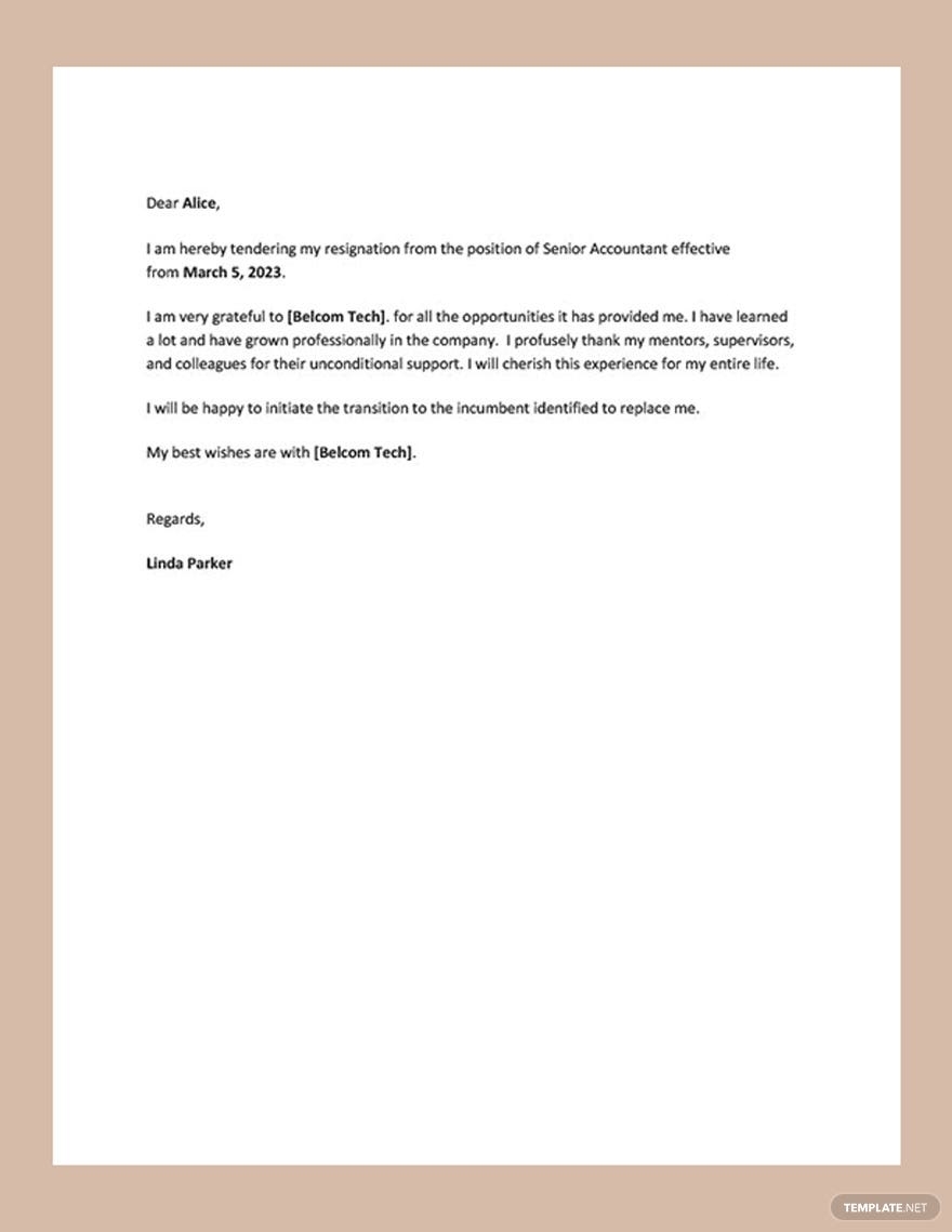 Resignation Letter Templates Documents Design Free Download Template 