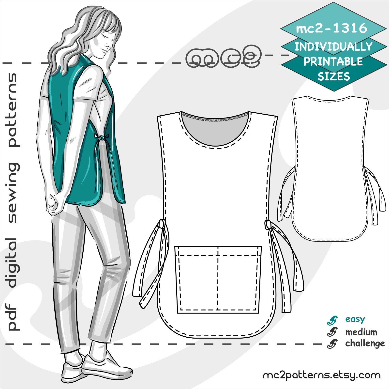 S 3XL Classic Tabard Apron Easy to make Digital Sewing PDF Etsy Schweiz