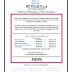 Sc Child Care Emergency Plan Template Fill Online Printable Fillable Blank PdfFiller