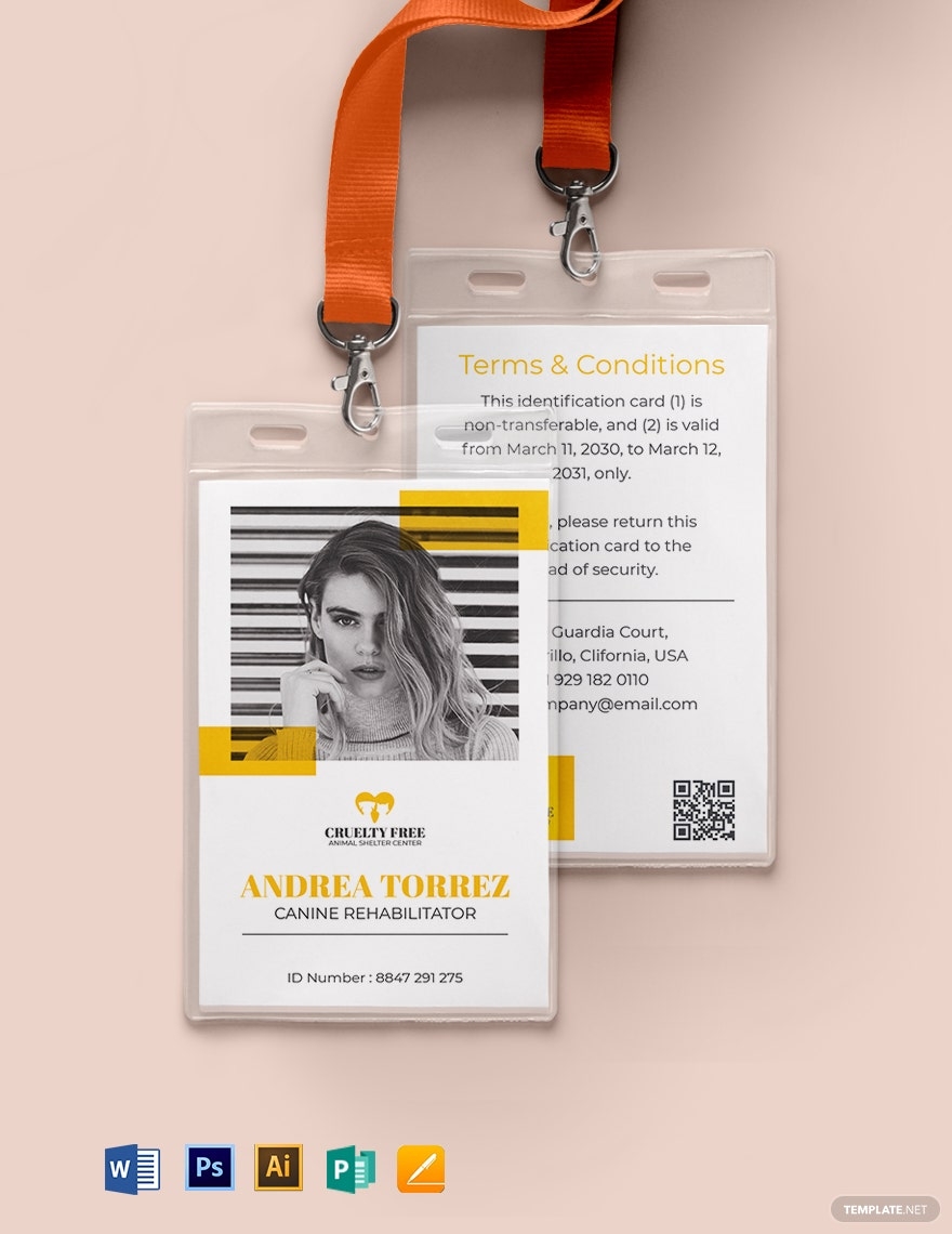 Service Animal ID Card Templates Design Free Download Template