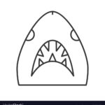 Shark Head Icon Set Of Ocean Life Line Design Vector Image