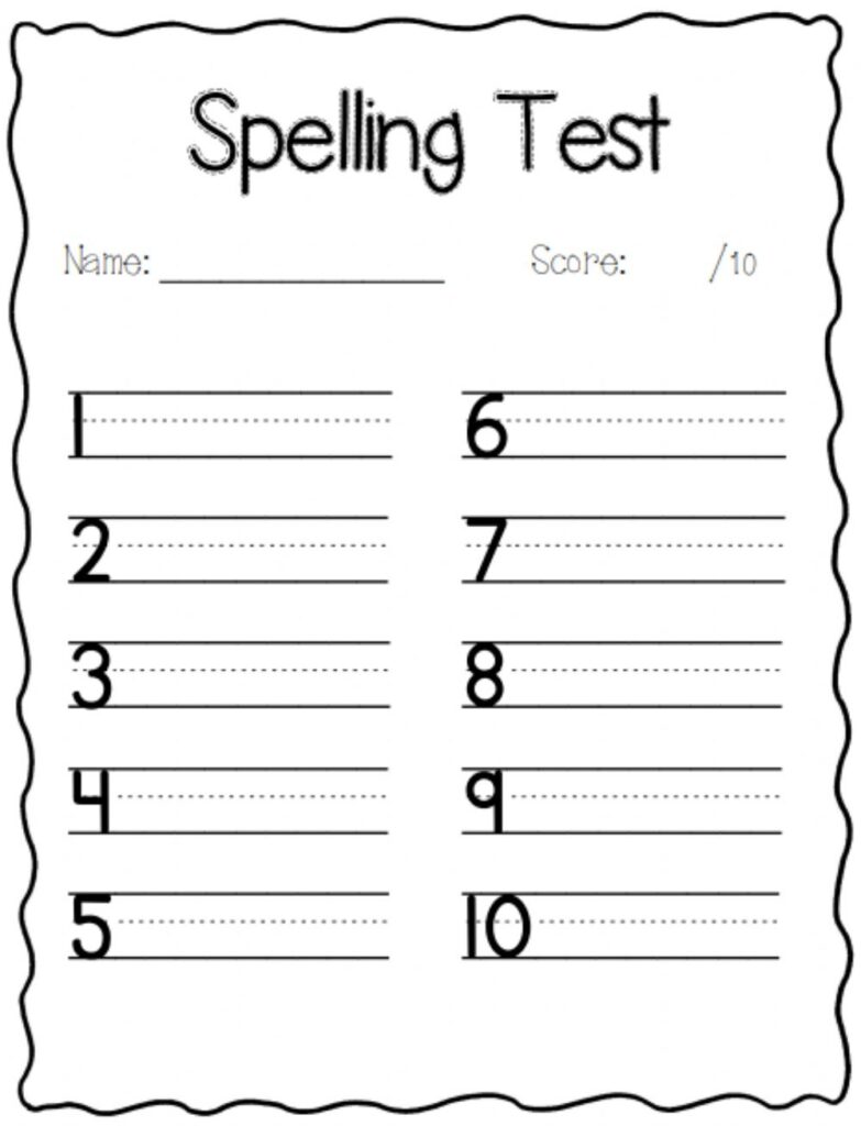 Printable Spelling Test Template - Fillable Form 2023