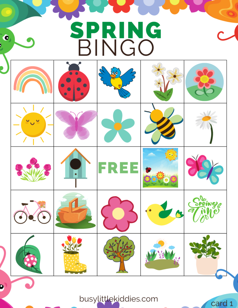 Spring Bingo Free Printable For Kids 4 Players Busy Little Kiddies BLK ...