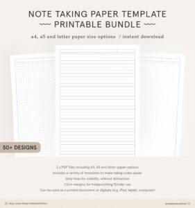 Student Note Taking Template Printable Pack A4 A5 And Etsy De ...