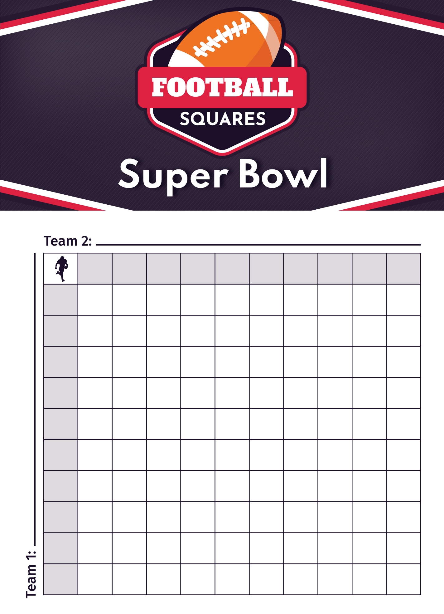 Super Bowl Pool Squares Free Google Docs Template Gdoc Io Fillable