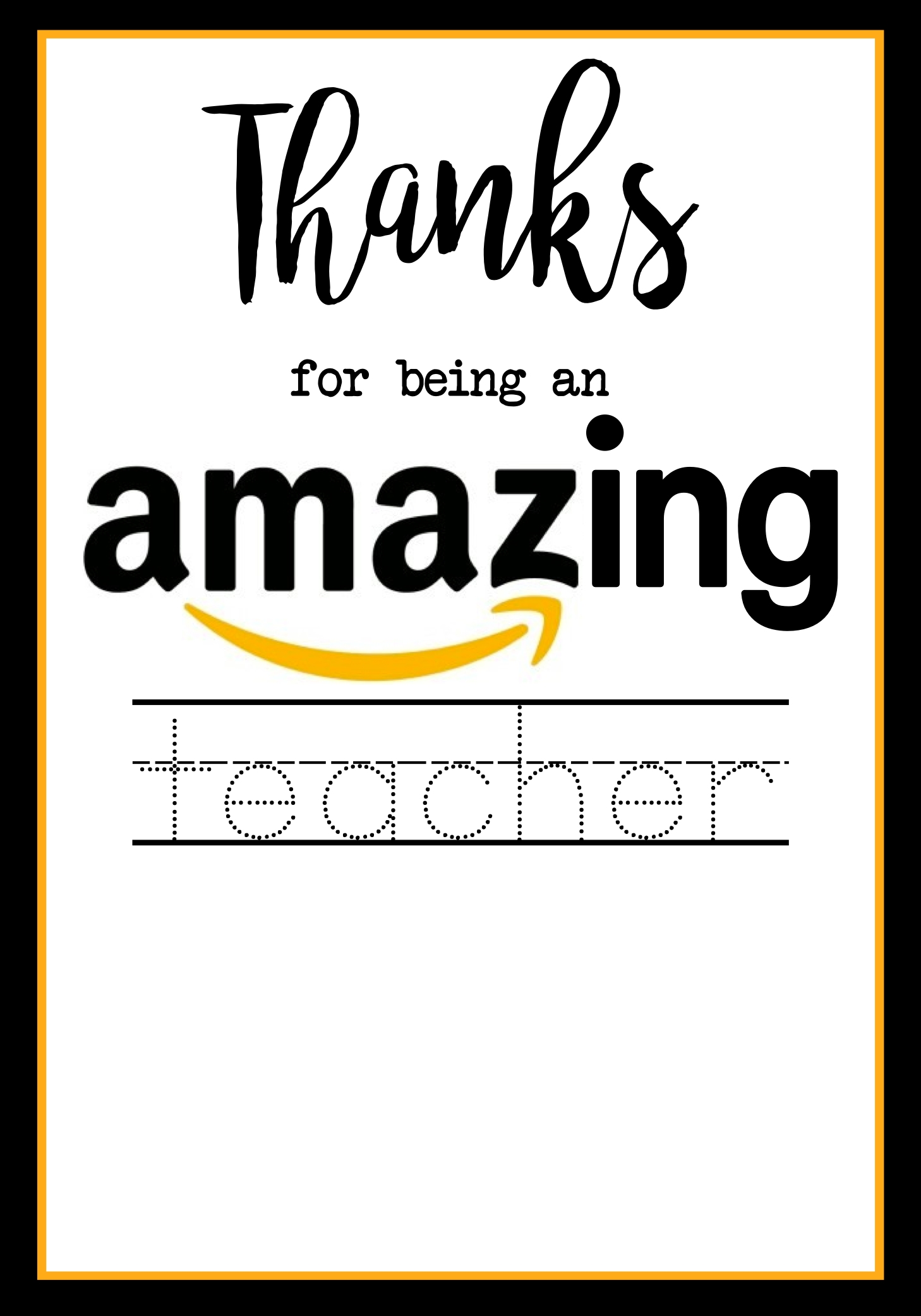 Teacher Appreciation Amazon Card Paper Trail Design