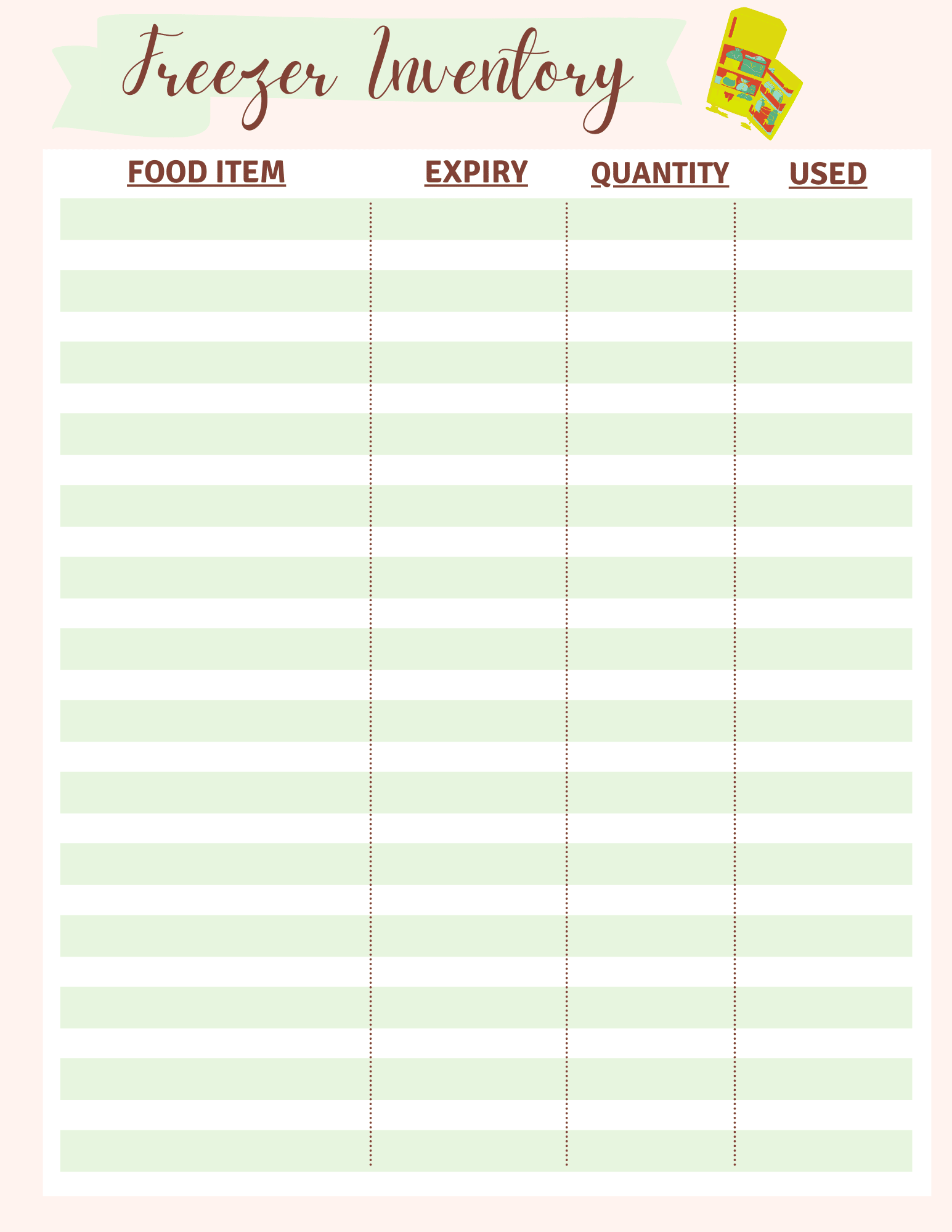 The Best Freezer Pantry Inventory Printable Easy Peasy Creative Ideas