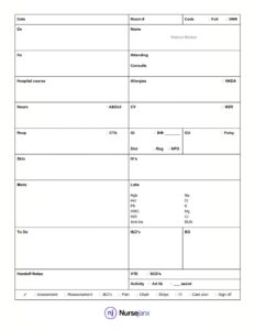 The Breathtaking Nursing Report Sheet Template Nursejanx Store With ...