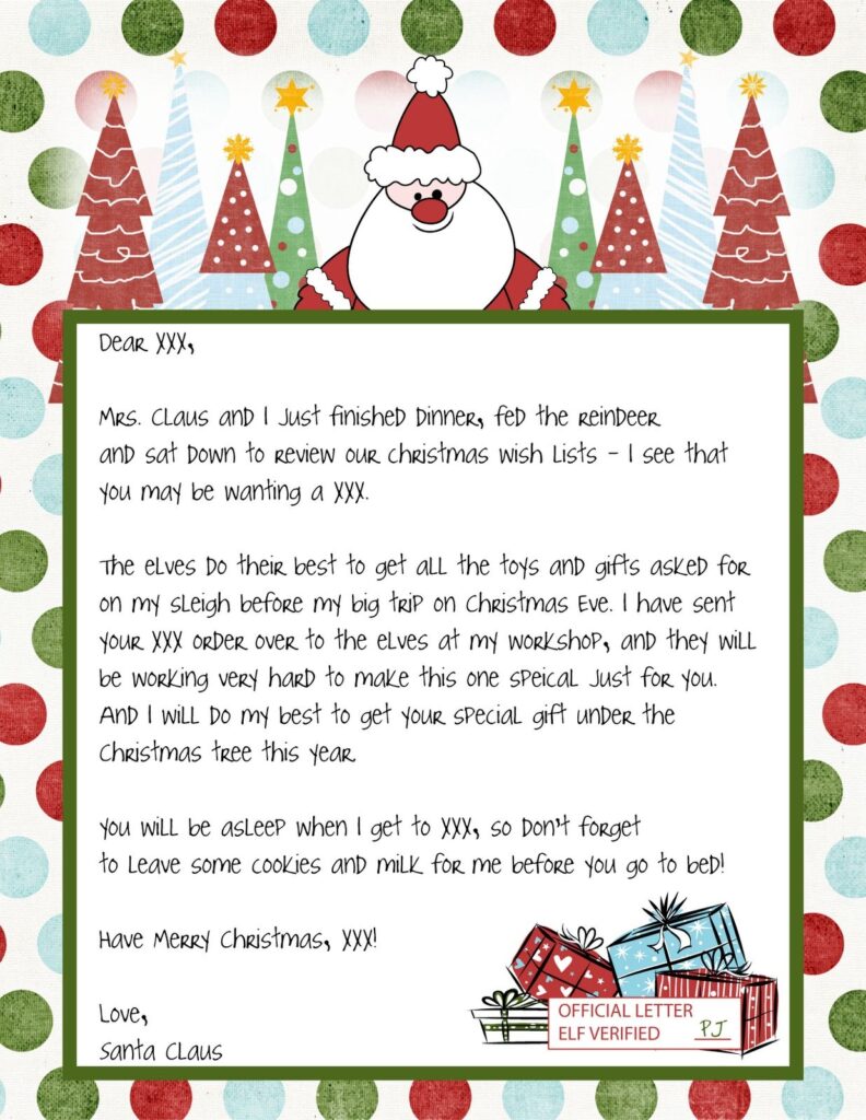 Free Printable Fill In Blank Letter From Santa Template