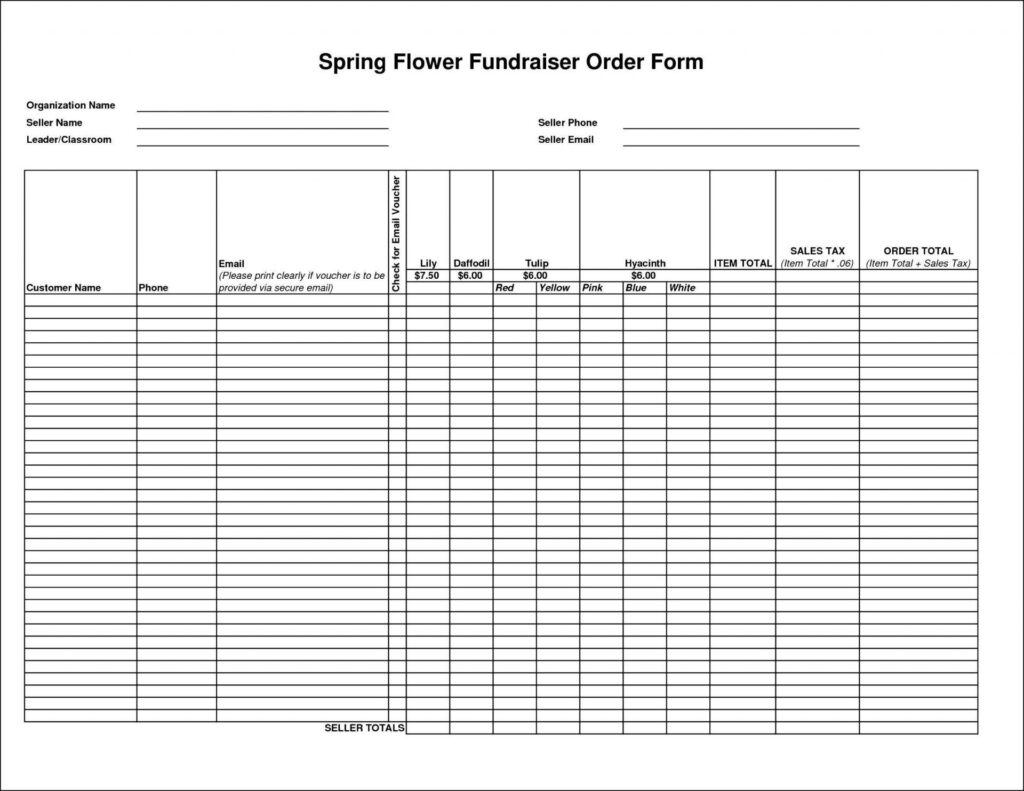Top Blank Fundraiser Order Form Template Order Form Template Order Form Template Free Table Of Contents Template