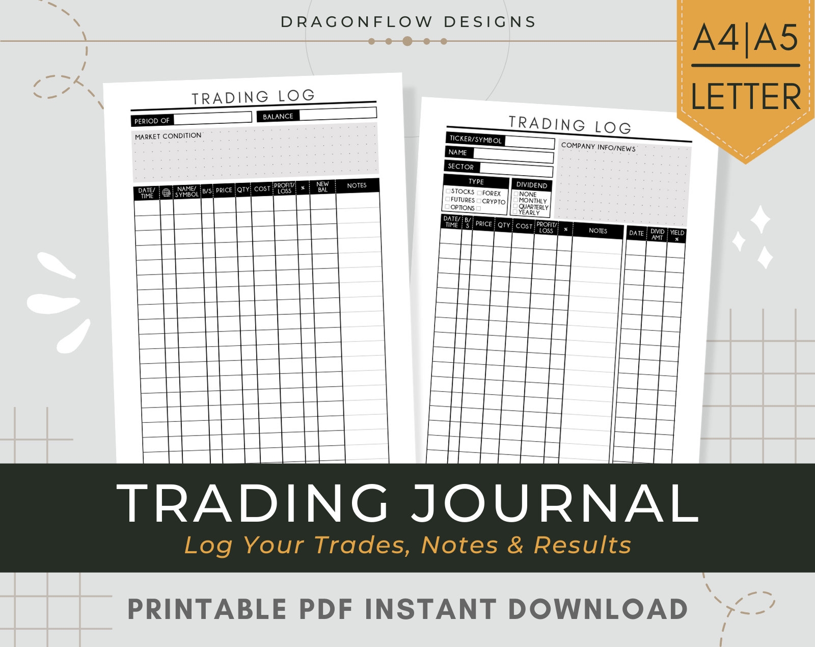 Trading Journal Druckvorlage H ndler Logbuch PDF Download Etsy de