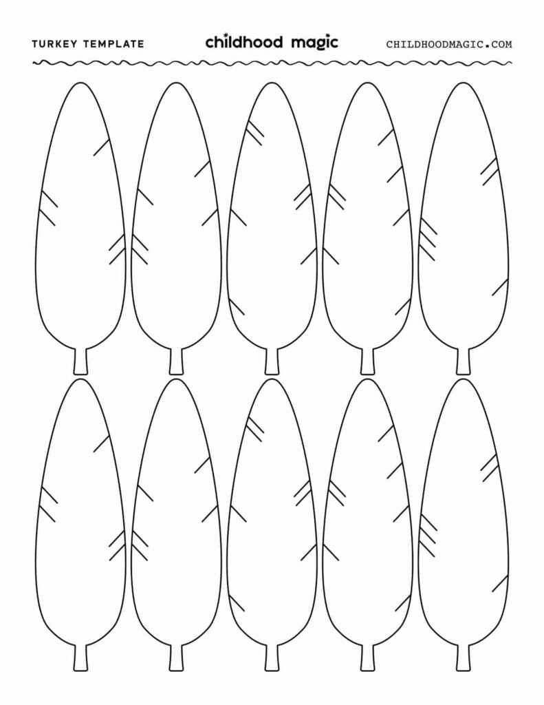 Printable Turkey Template With Feathers