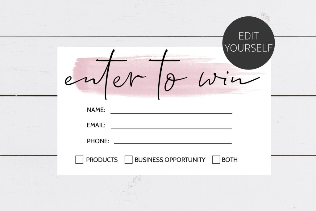 Printable Enter To Win Template Word