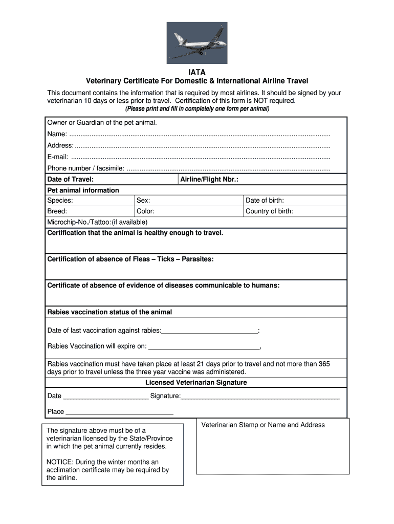 Vet Health Certificate Fill Online Printable Fillable Blank PdfFiller