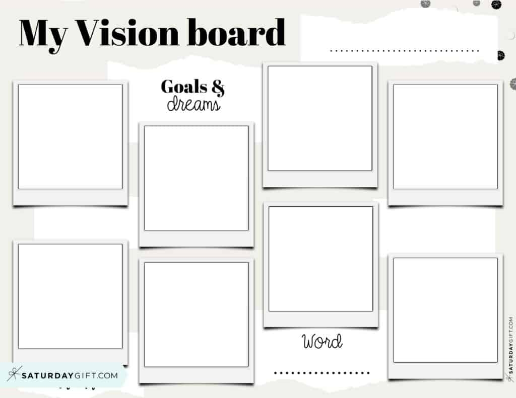 Vision Board Template 27 Cute Free Dream Board Printables - Fillable ...