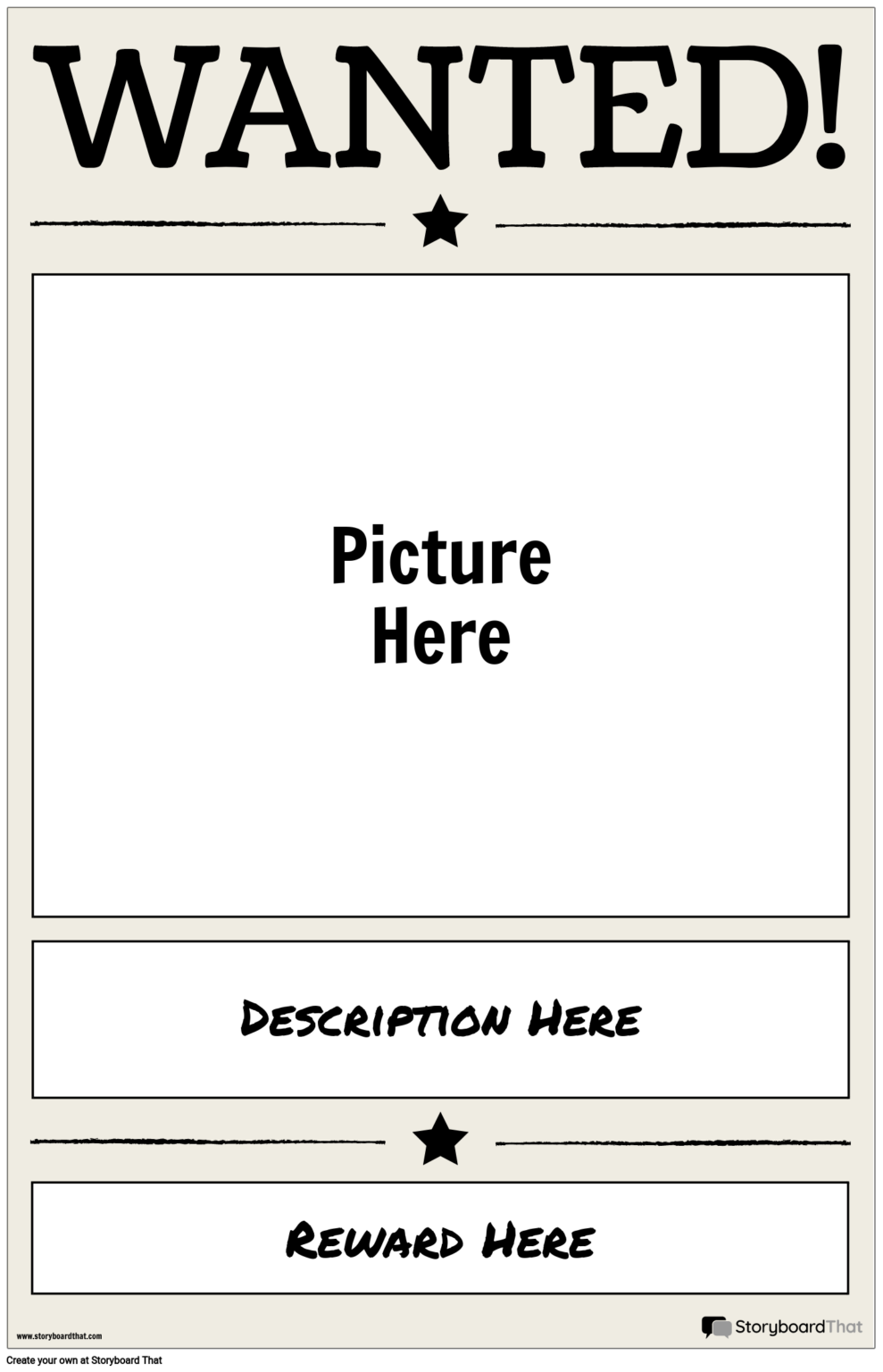 Wanted Poster Template For Students Create Wanted Posters Storyboard ...