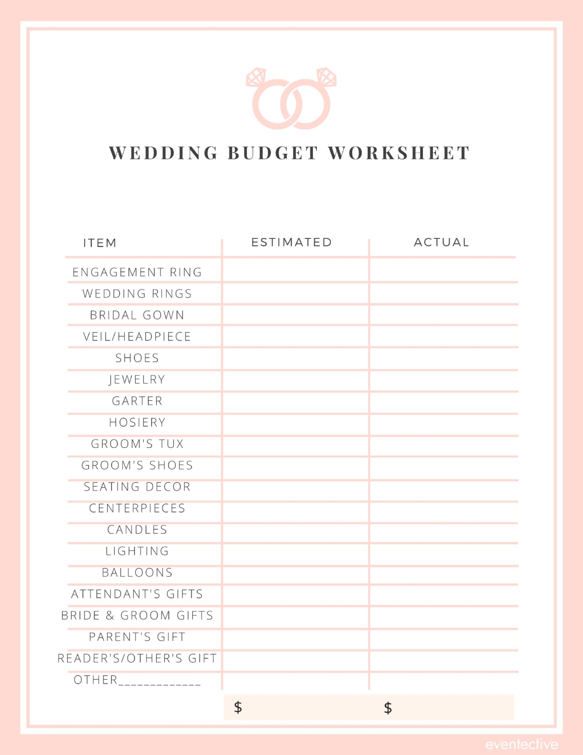 Wedding Budget Worksheet Cheers And Confetti Blog By Eventective