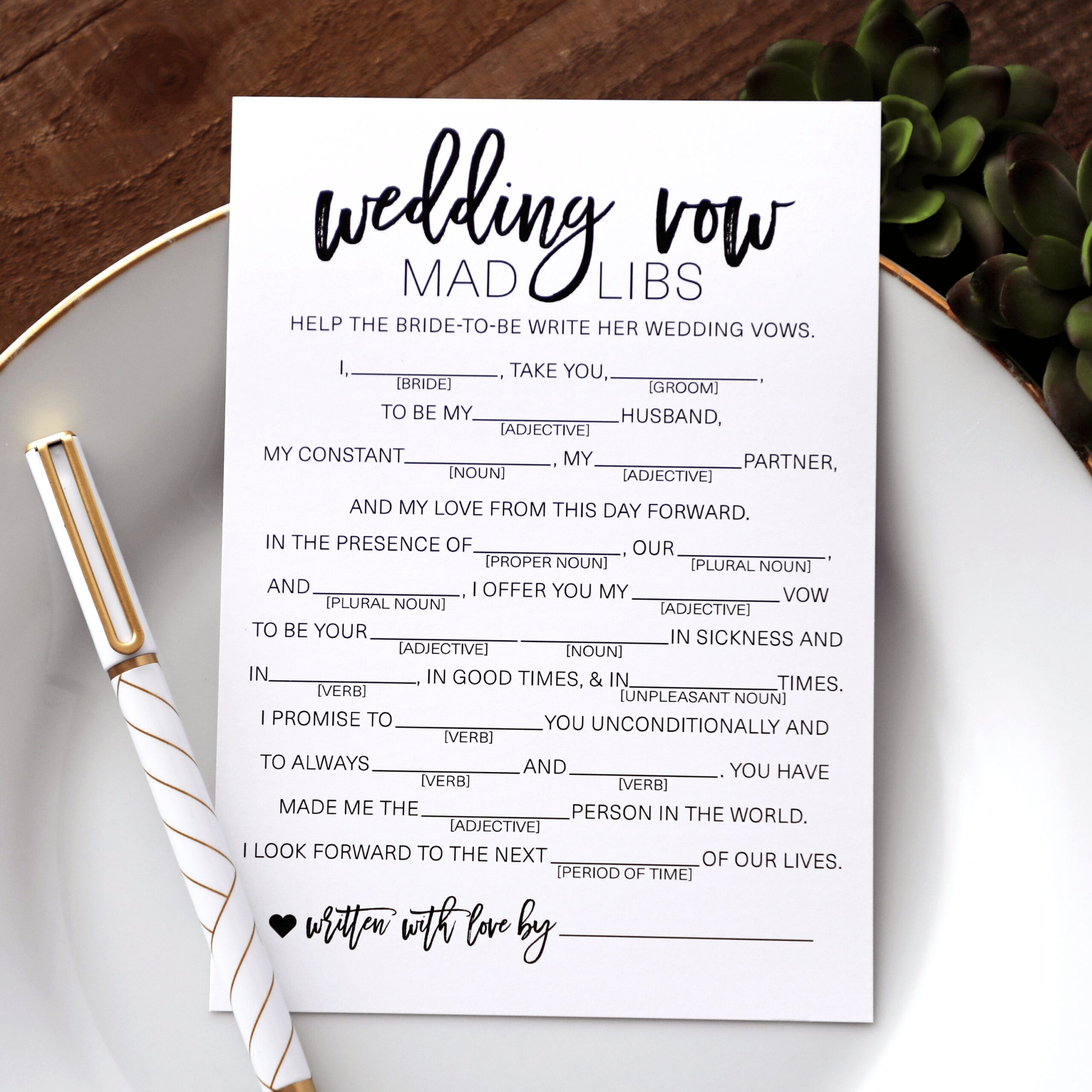 Wedding Mad Libs Wedding Vow Mad Libs Wedding Libs Mad Etsy de