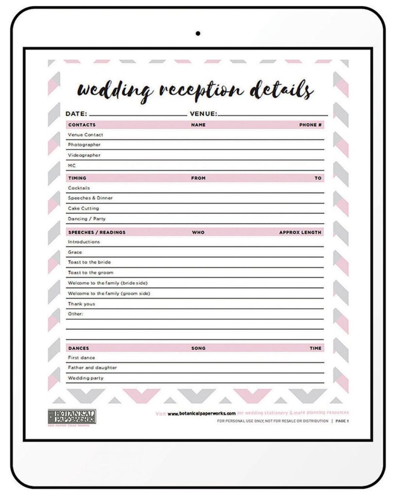 Free Printable Wedding Planner Pdf