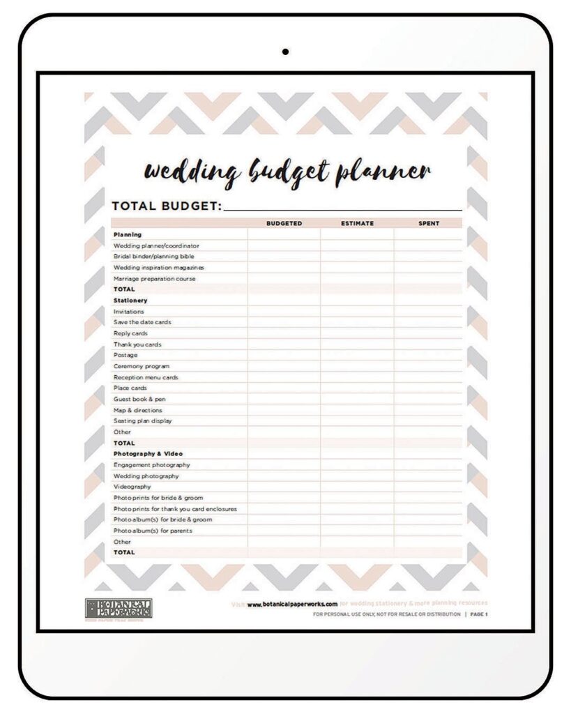 Free Printable Wedding Planner Pdf