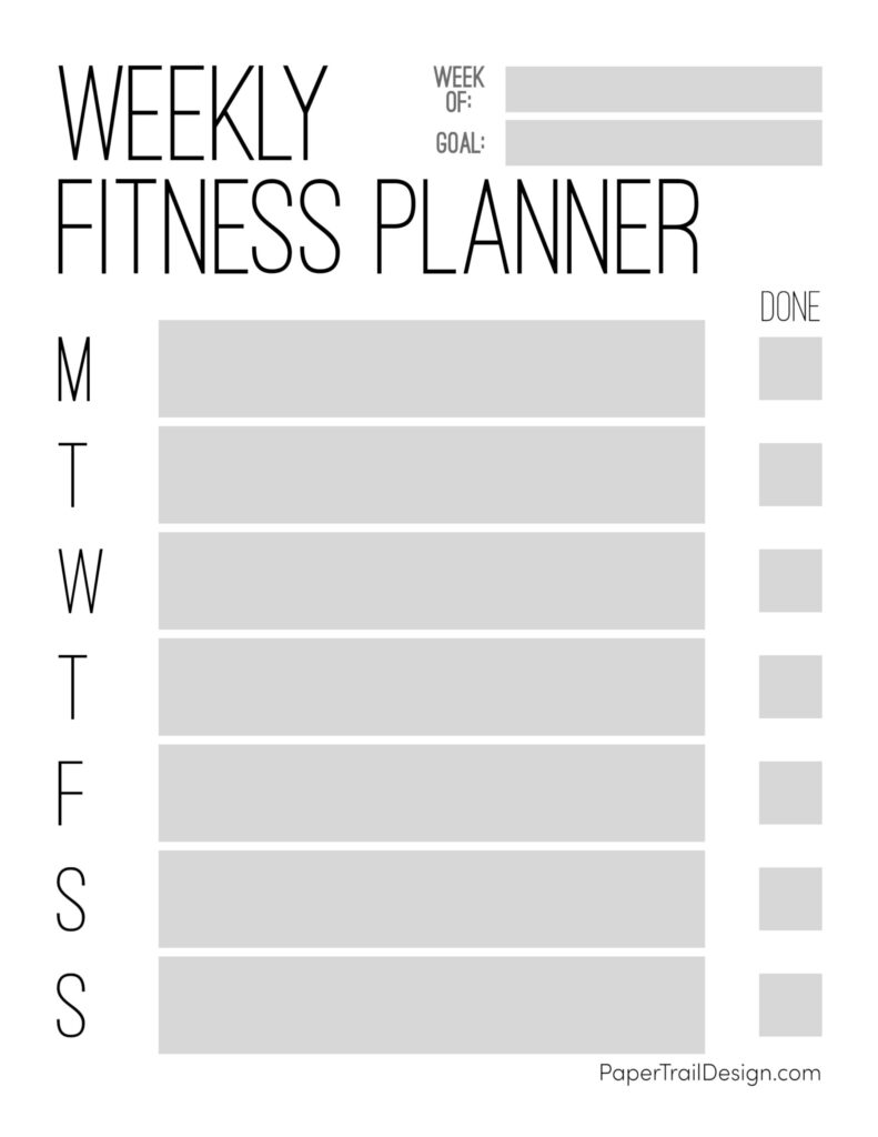 Free Printable Fitness Planner Printable