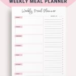 Weekly Meal Plan Printable Meal Planner Template Grocery Etsy