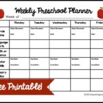 Weekly Preschool Planner Free Printable