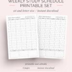 Weekly Study Schedule Printable Set Student Planner Agenda Etsy de