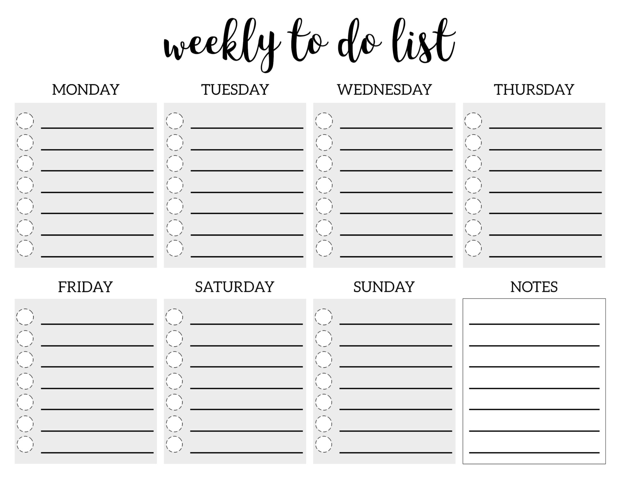 Weekly To Do List Printable Checklist Template Paper Trail Design