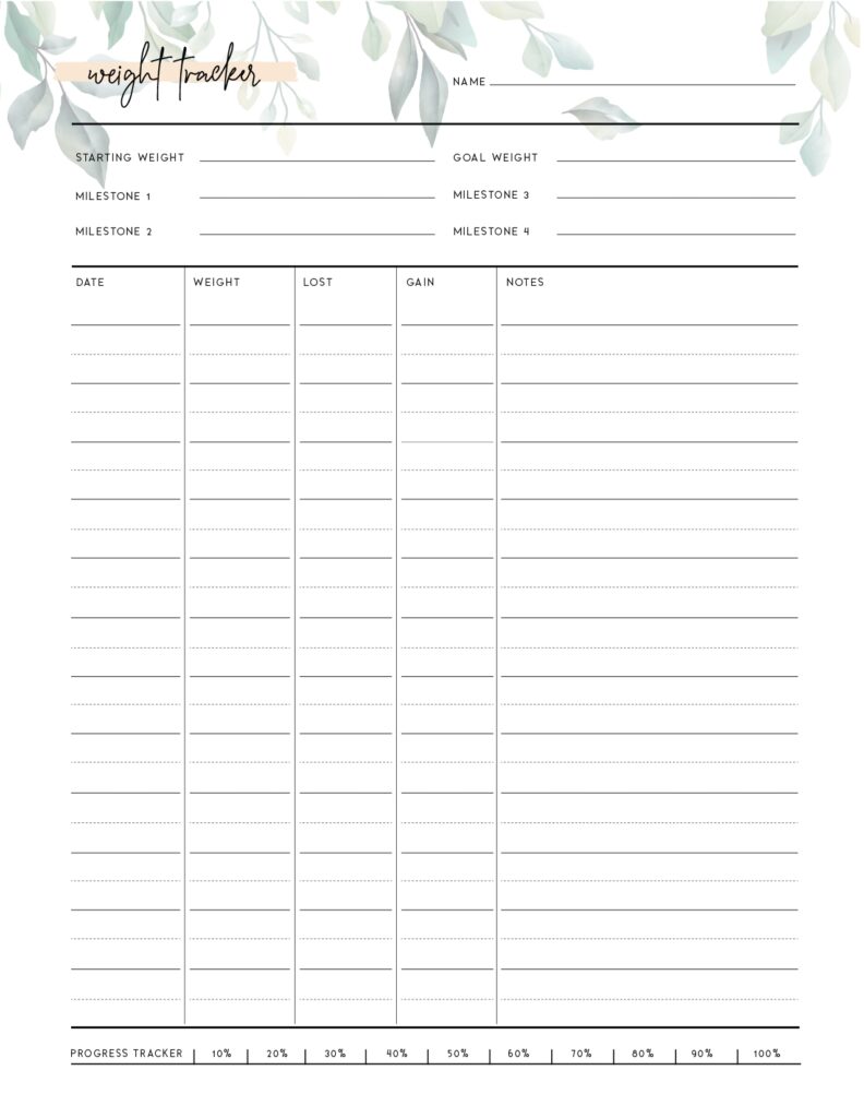 Weight Loss Journal Template Printable