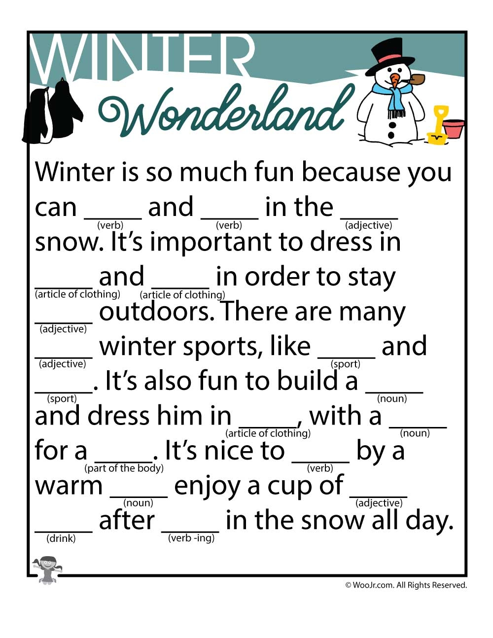 Winter Ad Libs Fill In The Blanks Stories Woo Jr Kids Activities Children s Publishing