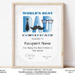 World s Best Dad Certificate Award Father s Day Etsy de