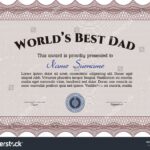 Worlds Best Dad Certificate Template Stock Vector Royalty Free 270506723 Shutterstock