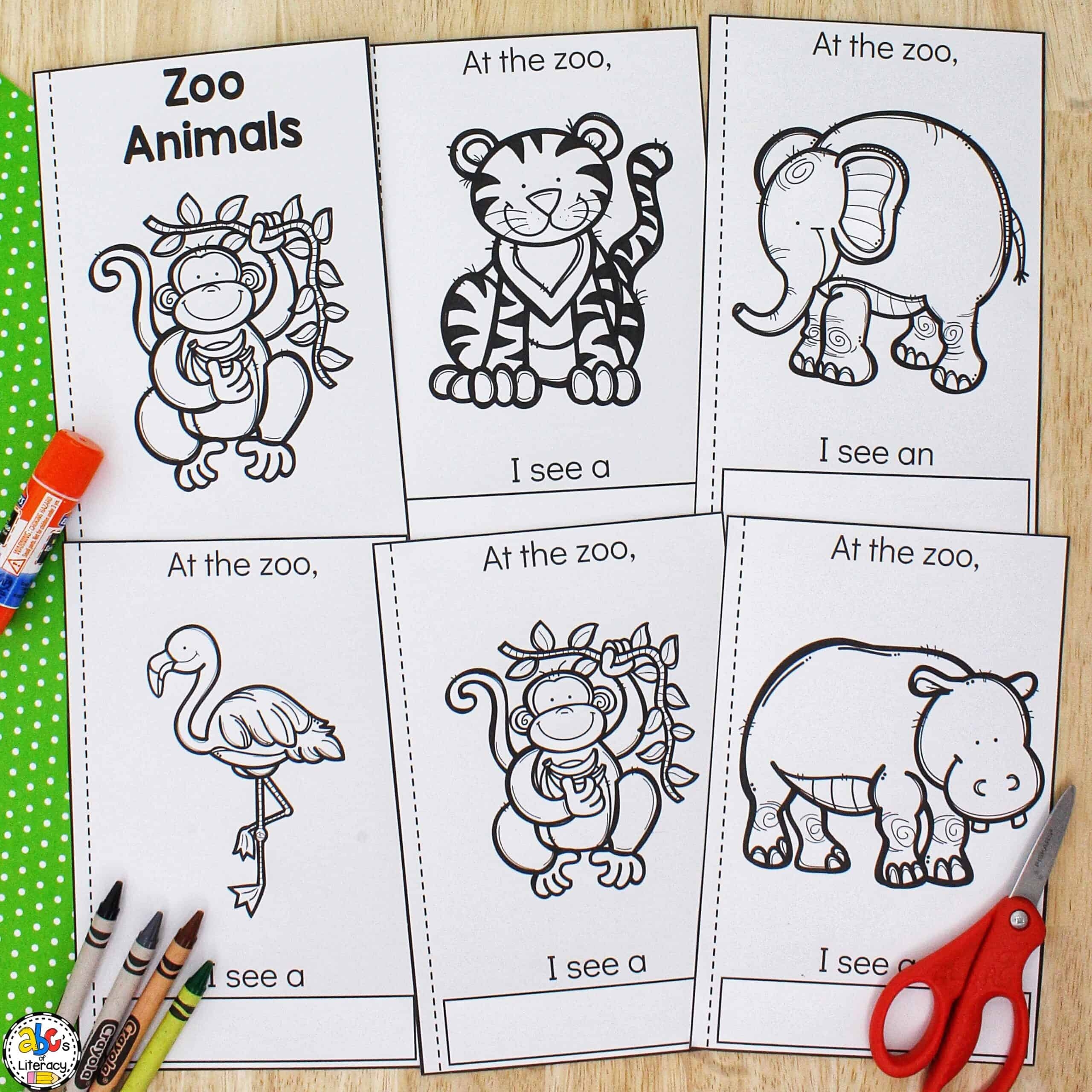 Zoo Animals Cut Paste Book Printable Book For Kids