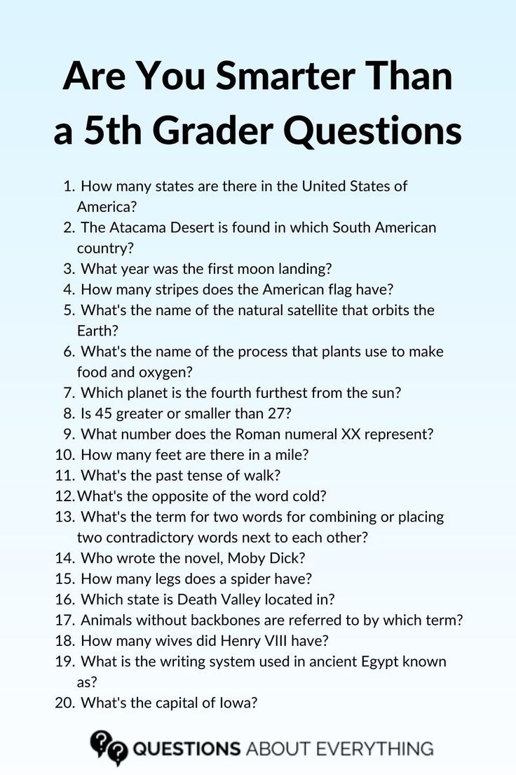 145 Fun Are You Smarter Than A 5th Grader Questions
