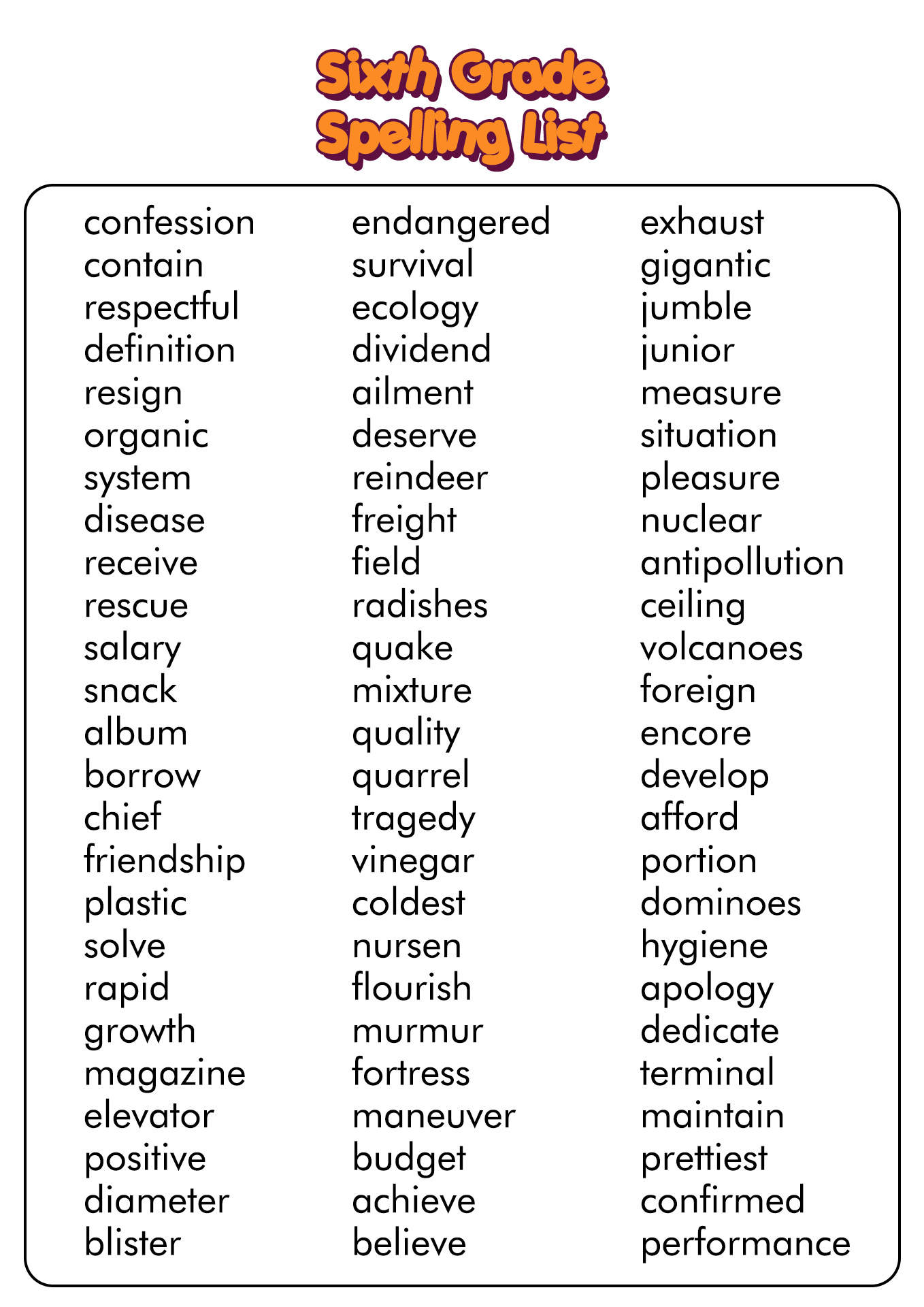 16 6th Grade Spelling Words Worksheets Free PDF At Worksheeto Worksheets Library
