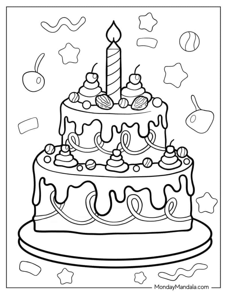 30 Cake Coloring Pages Free PDF Printables