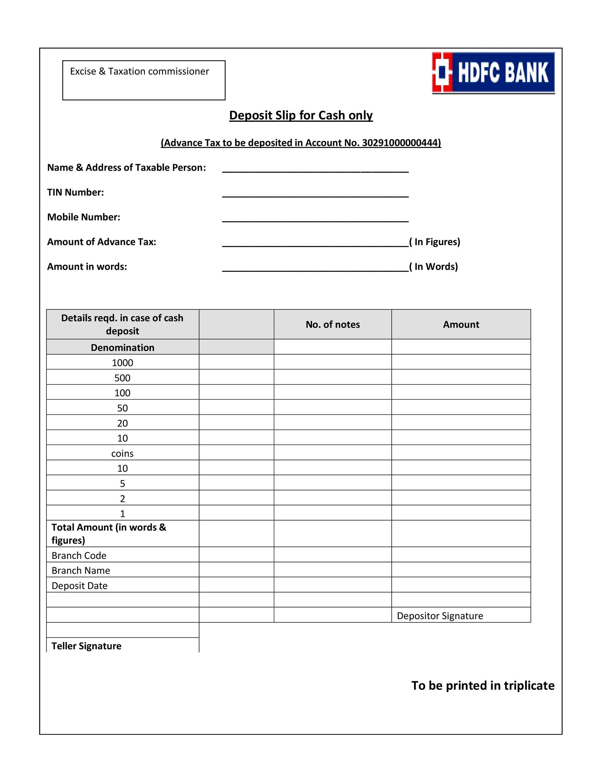 Bank Of America Deposit Slip Printable