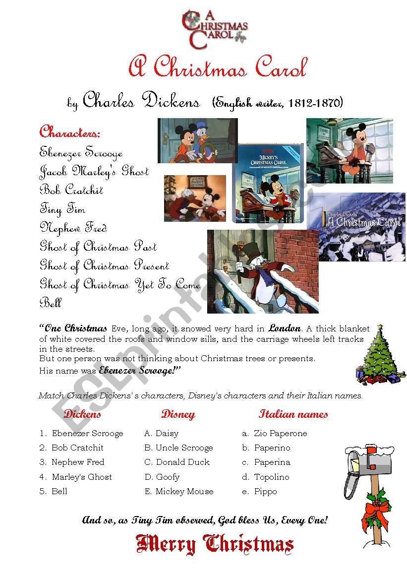 A Christmas Carol ESL Worksheet By Customer