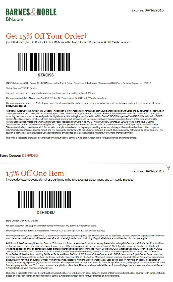 Barnes Noble Coupons Shopping Deals 