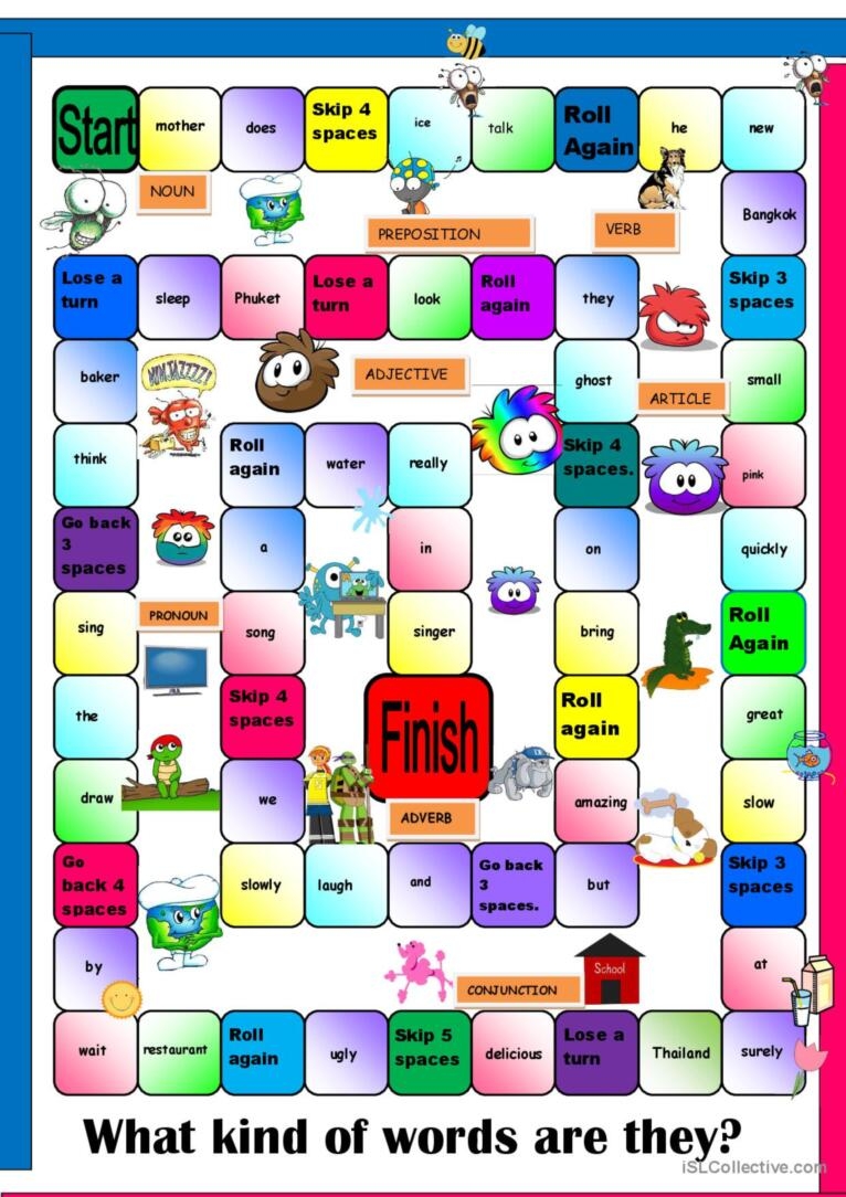 Parts Of Speech Printable Games